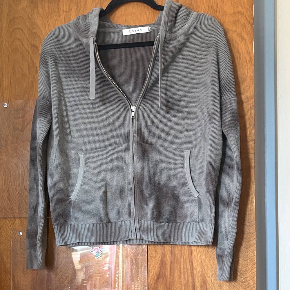 KOKUN Tie Dye Gray Zip-Up Hoodie